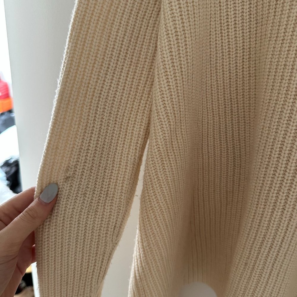 3.1 Phillip Lim Oversized Knit Sweater Tan Cropped Cut-out Back w/ String - Picture 4 of 11